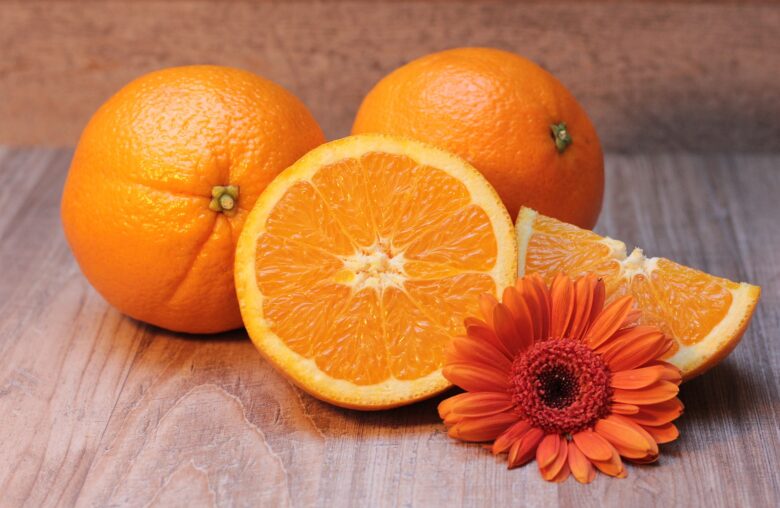 オレンジとお花